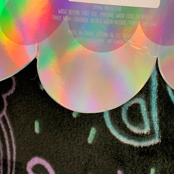 Pop Art Doodle Print Icecream Rainbow Palmistry Moon Eye Oversized Plush Blanket - Picture 10 of 12